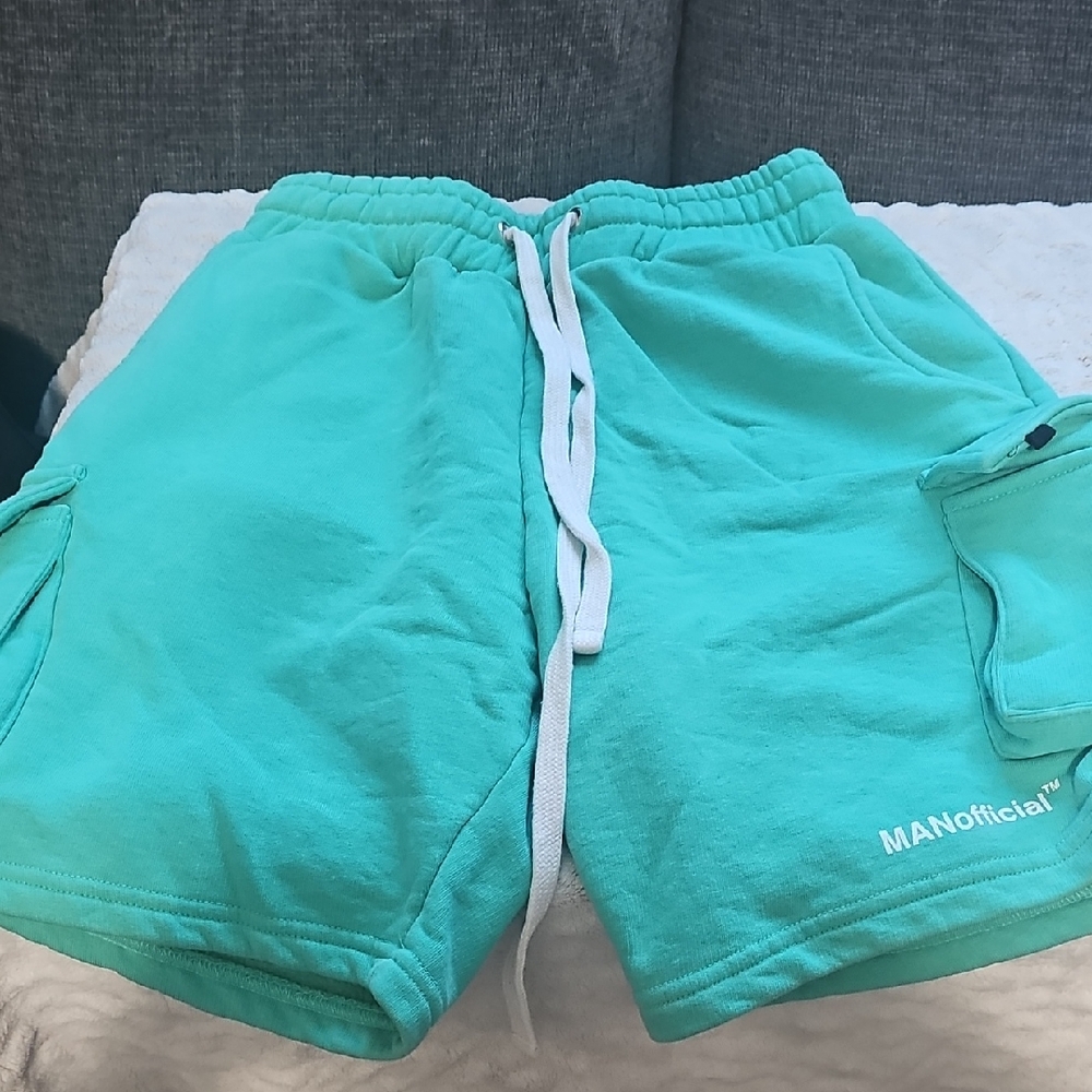 Boohoo Green and White Athletic Shorts